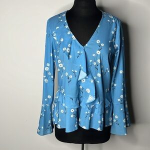 PARKER Women’s Floral Ruffle Multicolor Long Sleeve Blouse Size S